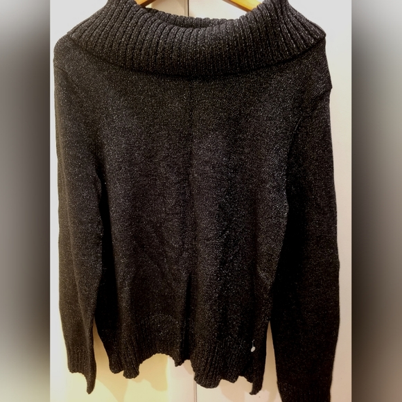 NWOT Anne Klein Cowl Black Sparkle Sweater Sz XL - Picture 1 of 3